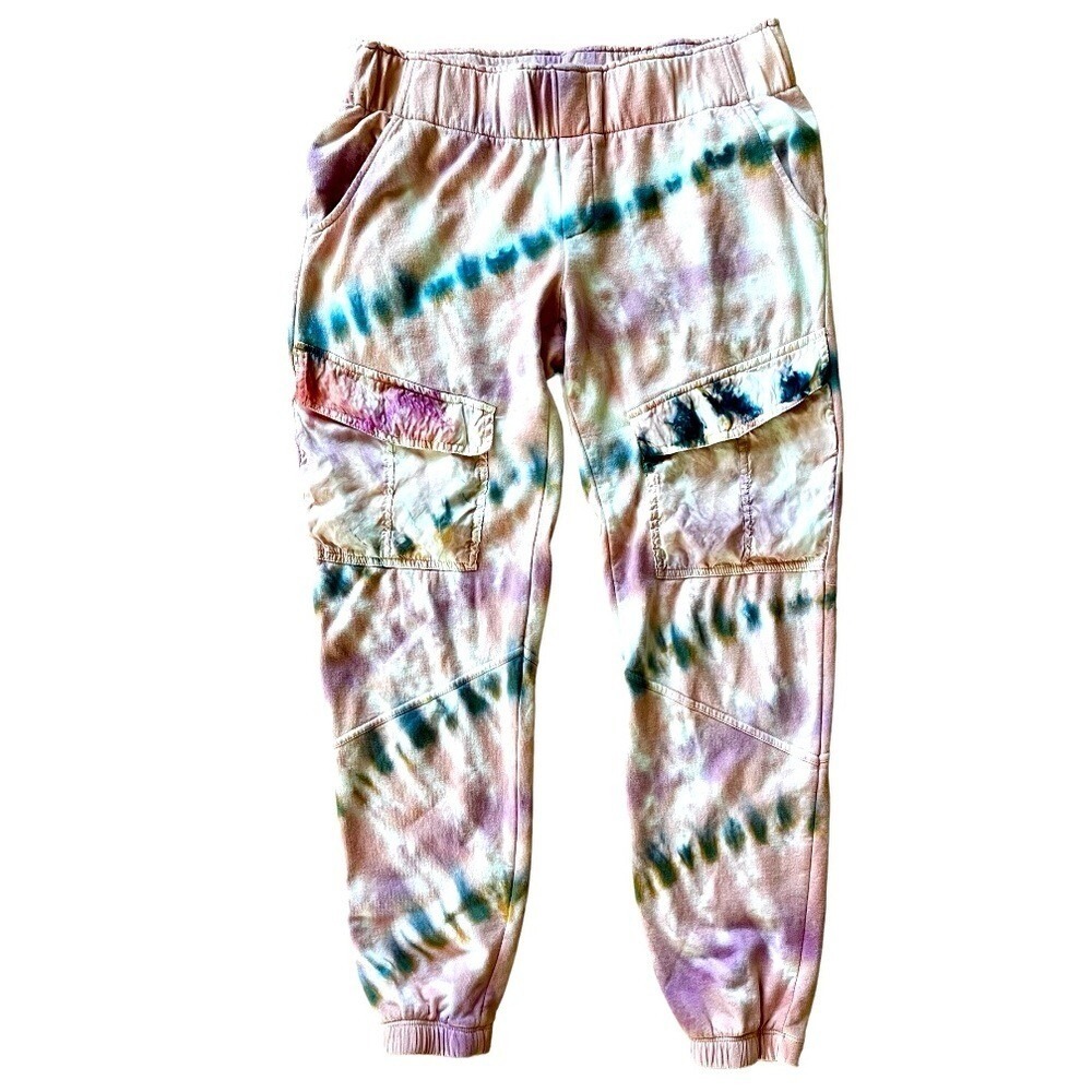 YOUNG FABULOUS & BROKE YFB M (6-8) Pink Tie Dye Cargo Jogger Sweatpants